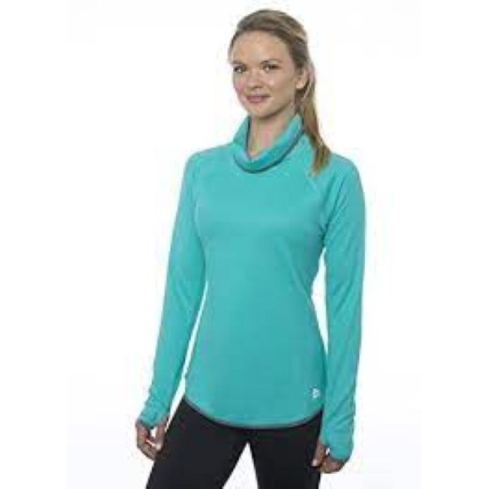 RBX Women Teal L Waffle Knit Thumb Hole Long Sleeve Casual Work Out Top Athletic